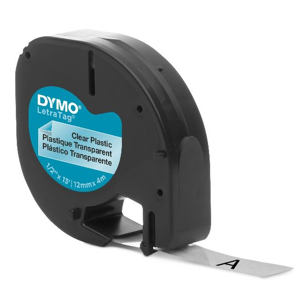 [LACDY030] Dymo - LetraTag - Plastic Label Refill - Black on Transparent
