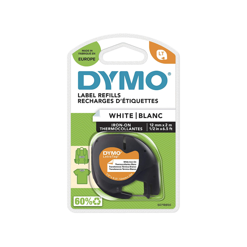 [LACDY040] Dymo - LetraTag - Iron On Tape - Black on White