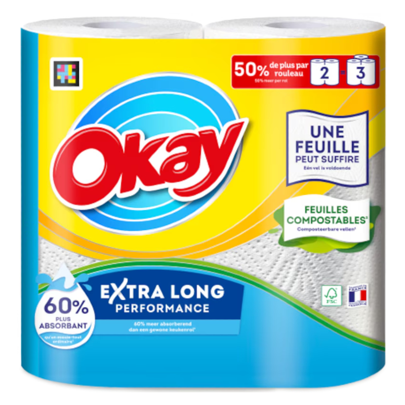 [PACOK010] Okay - Paper Towel Roll - Extra Long - Pack of 2