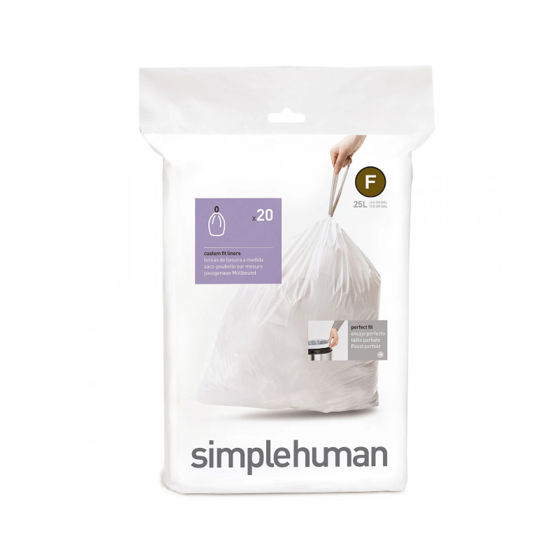 Simplehuman - Bin Bags - White - F - 25-30L - Pack of 20