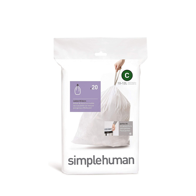 Simplehuman - Bin Bags - White - C - 10 - 12L - Pack of 20