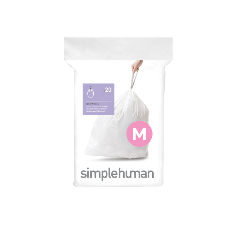 Simplehuman - Bin Bags - White - M - 45L - Pack of 20