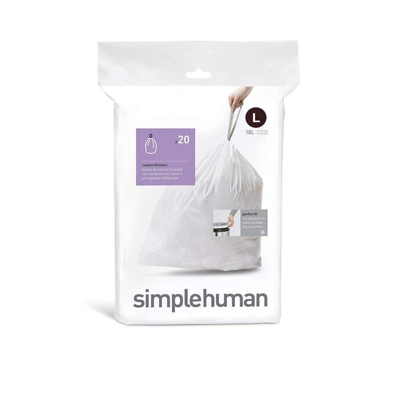 Simplehuman - Bin Bags - White - L - 18L - Pack of 20