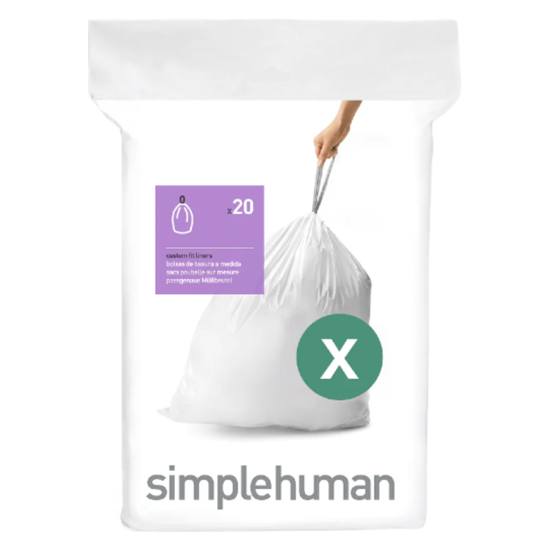 Simplehuman - Bin Bags - White - X - 80L - Pack of 20