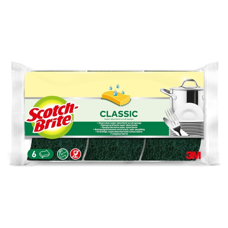 [PBRSB060] Scotch Brite - Sponges with Scourer - Heavy Duty - Pack of 6