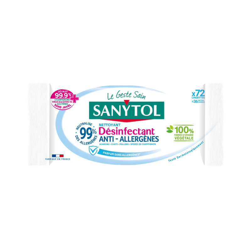 [ISCSL011] Sanytol - Disinfectant and Allergy Relief Wipes - Pack of 72